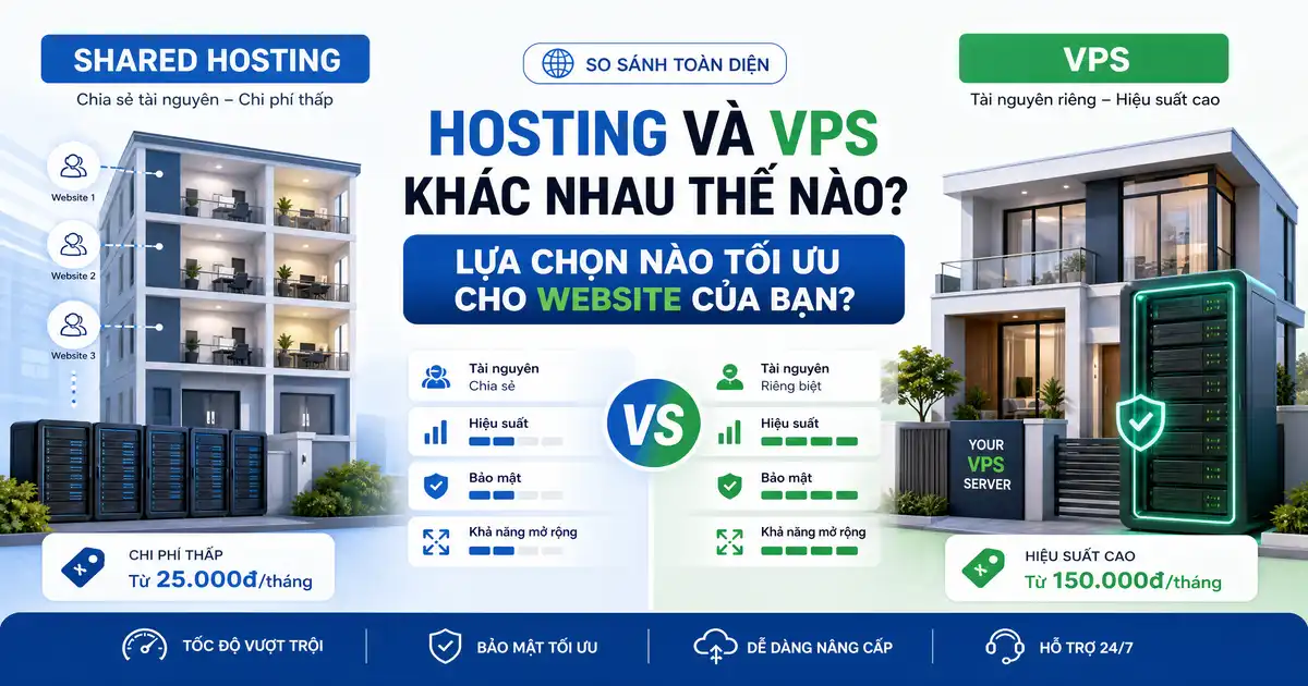 Hosting và VPS khác nhau thế nào? Lựa chọn nào tối ưu cho website của bạn?
