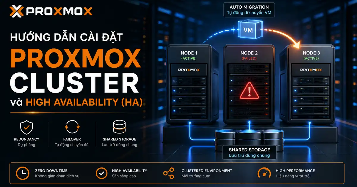 Hướng dẫn cài đặt Proxmox Cluster và High Availability (HA)