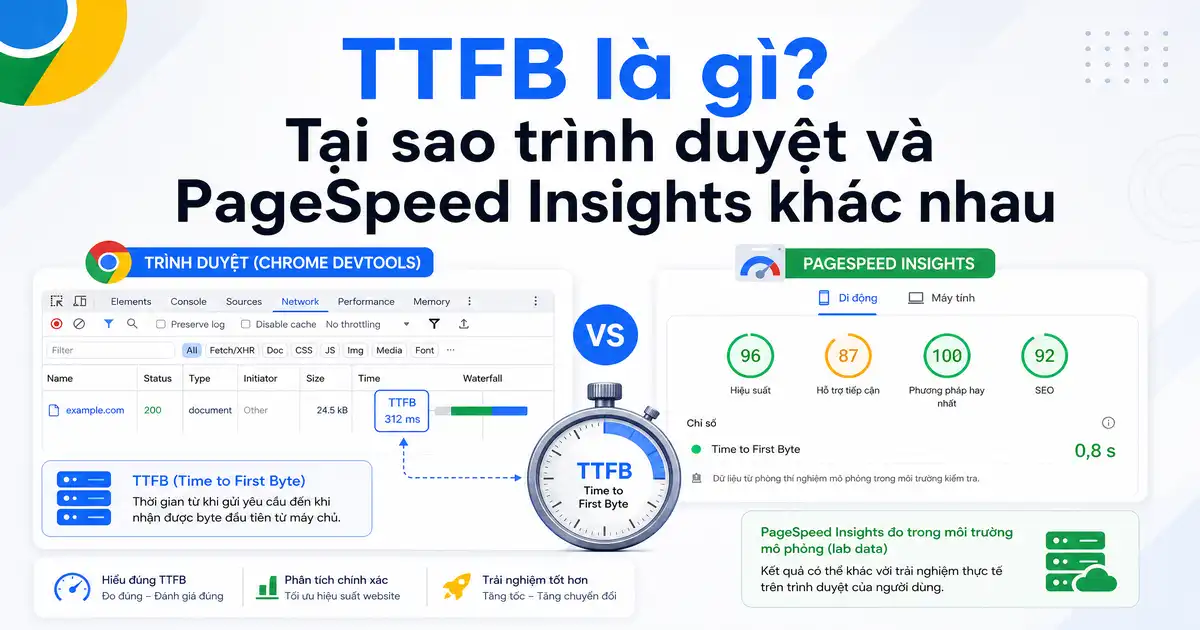TTFB là gì? Tại sao trình duyệt và PageSpeed Insights khác nhau?