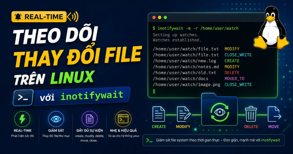 Theo Dõi Thay Đổi File Trên Linux Real-Time Với inotifywait