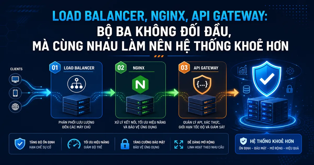 Load Balancer, Nginx, API Gateway: Bộ Ba Không Đối Đầu, Mà Cùng Nhau Làm Nên Hệ Thống Khỏe Hơn