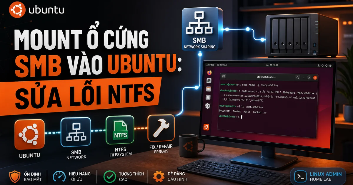 Mount Ổ Cứng SMB Vào Ubuntu: Sửa Lỗi NTFS